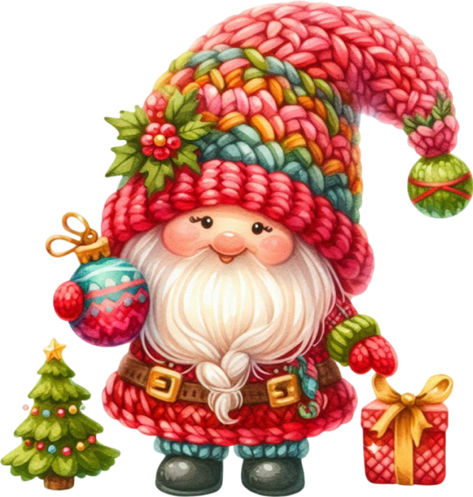 Motivtransfer 8606 Kleiner Weihnachtsgnom mit Kugel und Geschenk