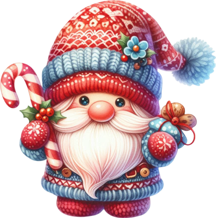 Motivtransfer 8607 Kleiner Weihnachtsgnom mit Zuckerstange