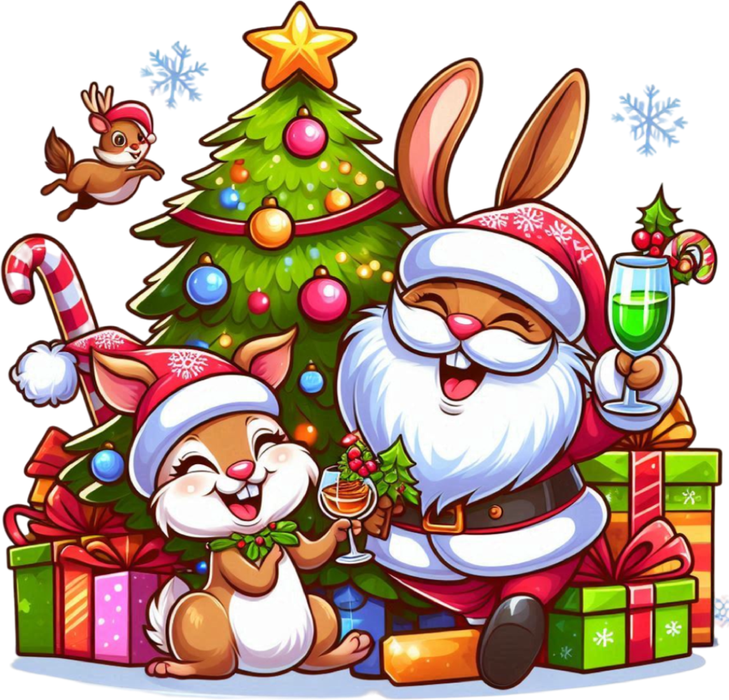 Motivtransfer 8634 Schneehasen am Tannenbaum