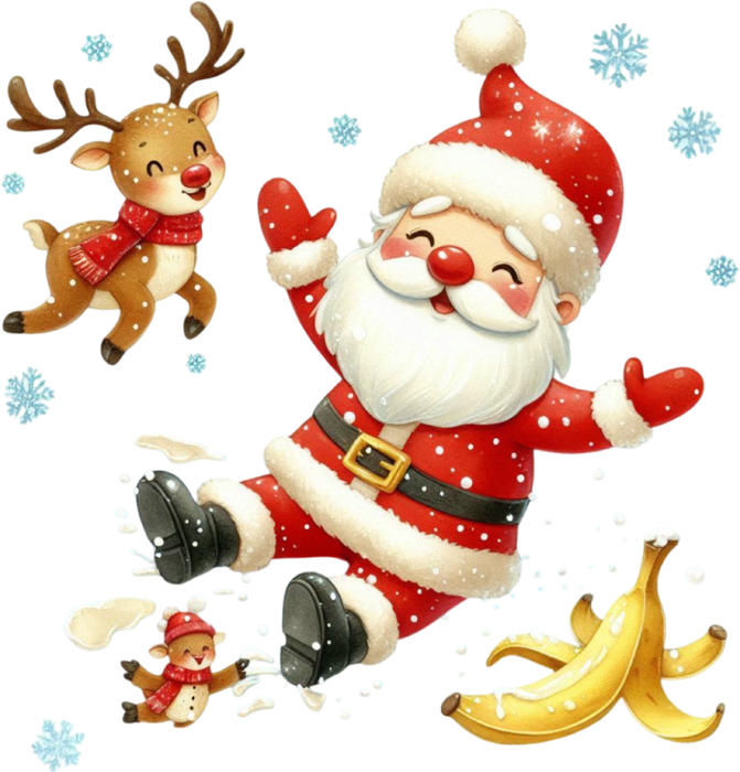Motivtransfer 8651 Weihnachtsmann rutscht aus