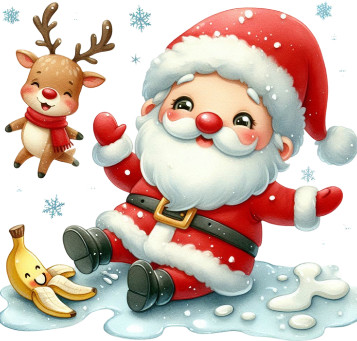 Motivtransfer 8652 Weihnachtsmann rutscht auf Banane aus