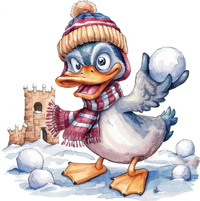 Motivtransfer 8660 Verrückte Ente mit Schneeball