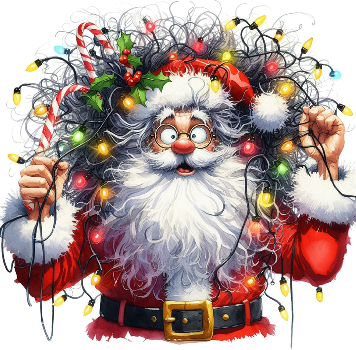 Motivtransfer 8668 Funny Santa mit Lichterkette