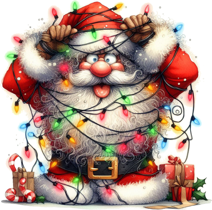 Motivtransfer 8673 Funny Santa mit Lichterkette