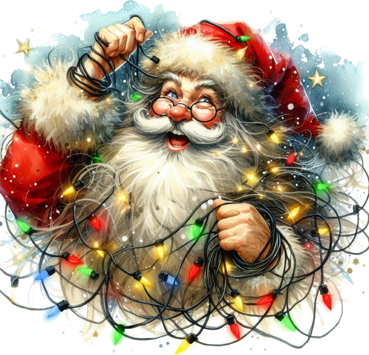 Motivtransfer 8674 Funny Santa mit Lichtern