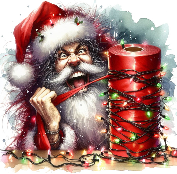 Motivtransfer 8676 Funny Santa mit Geschenkpapier