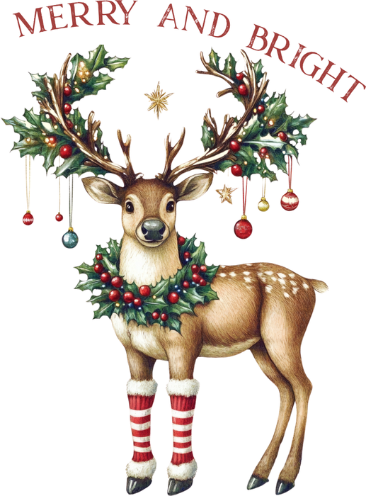 Motivtransfer 8741 Retro Merry and Bright Hirsch