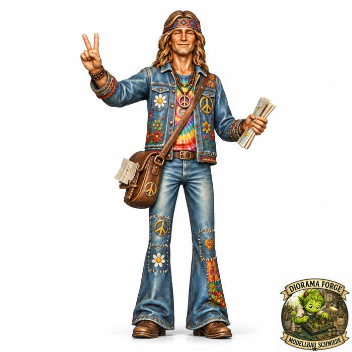 Hippie mit Peace Zeichen - (DF-874)