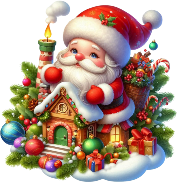 Motivtransfer 8773 Santa mit Zuckerhaus