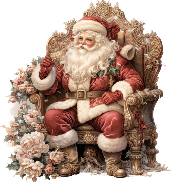 Motivtransfer 8791 Vintage Santa auf dem Stuhl