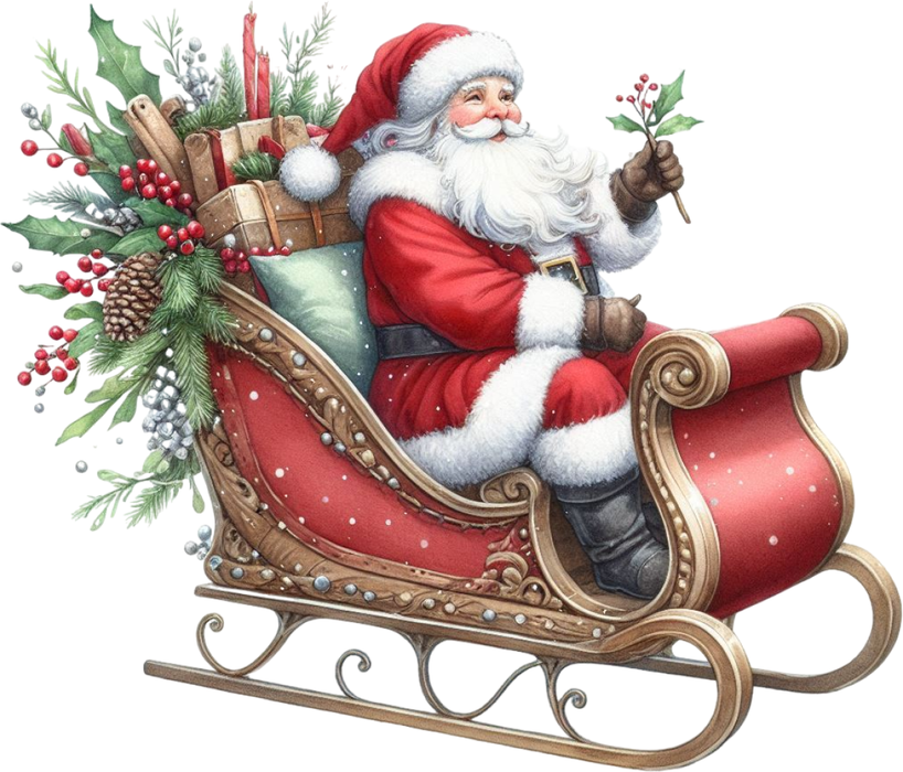 Motivtransfer 8798 Santa im Schlitten mit Blüte