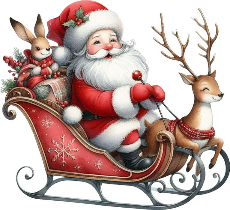 Motivtransfer 8800 Santa im Schlitten mit Reh