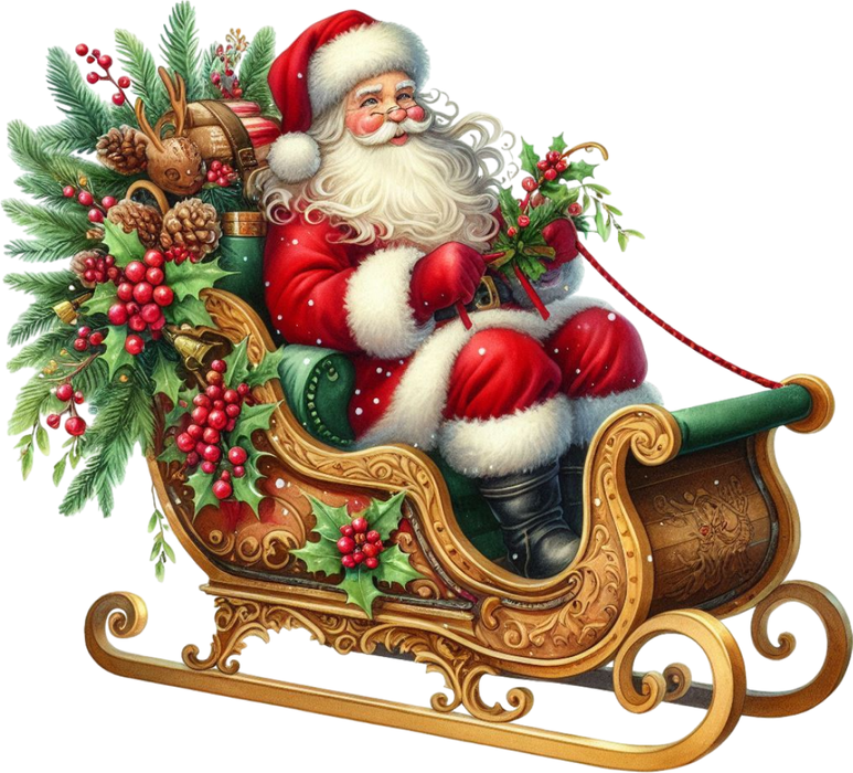 Motivtransfer 8802 Santa im Schlitten mit Zügel