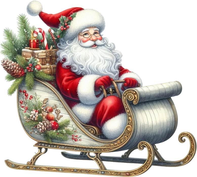 Motivtransfer 8803 Santa im Schlitten mit Deko