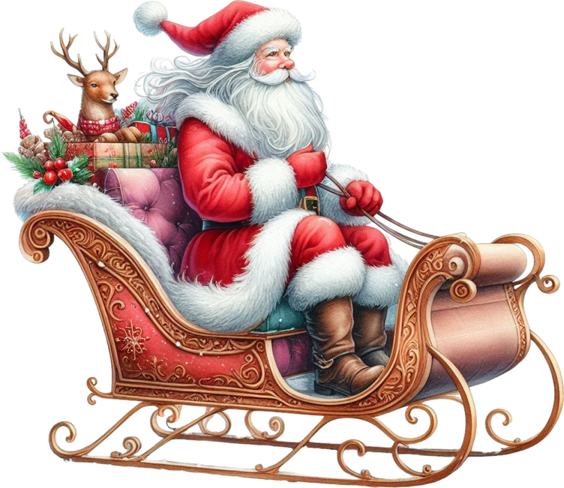 Motivtransfer 8805 Santa im Schlitten mit Zügeln