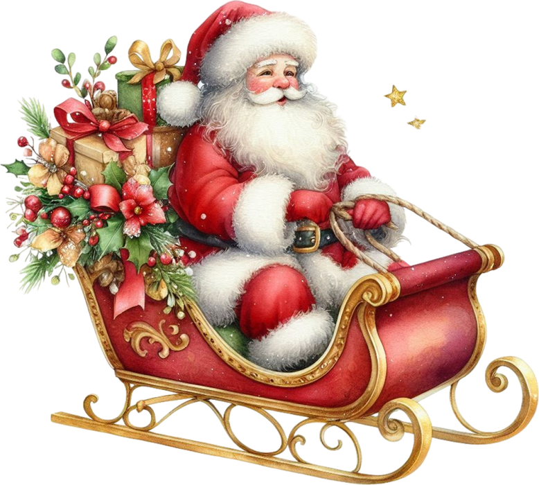 Motivtransfer 8806 Santa im Schlitten bepackt mit Geschenken