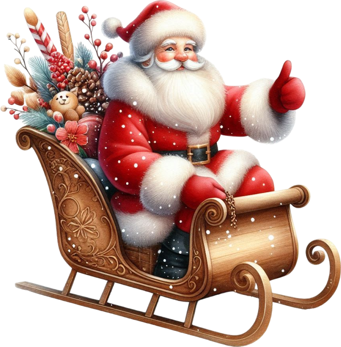 Motivtransfer 8807 Santa im Schlitten mit vielen Geschenken