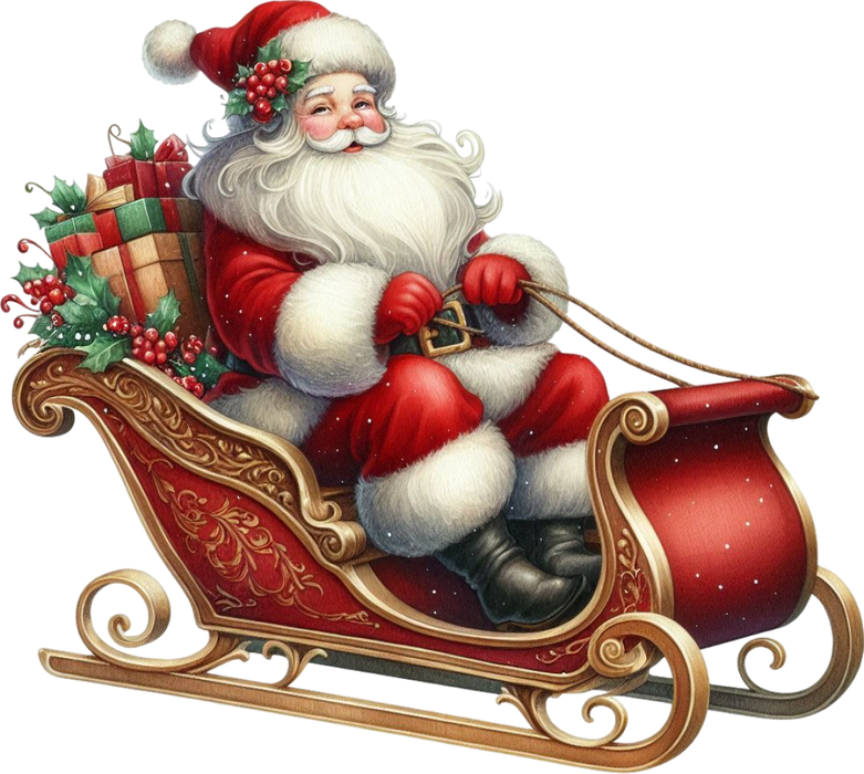 Motivtransfer 8813 Santa im Schlitten mit Geschenken