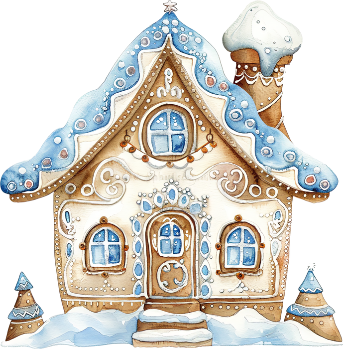 Motivtransfer 8883 Skandinavische Weihnachten Haus mit Deko