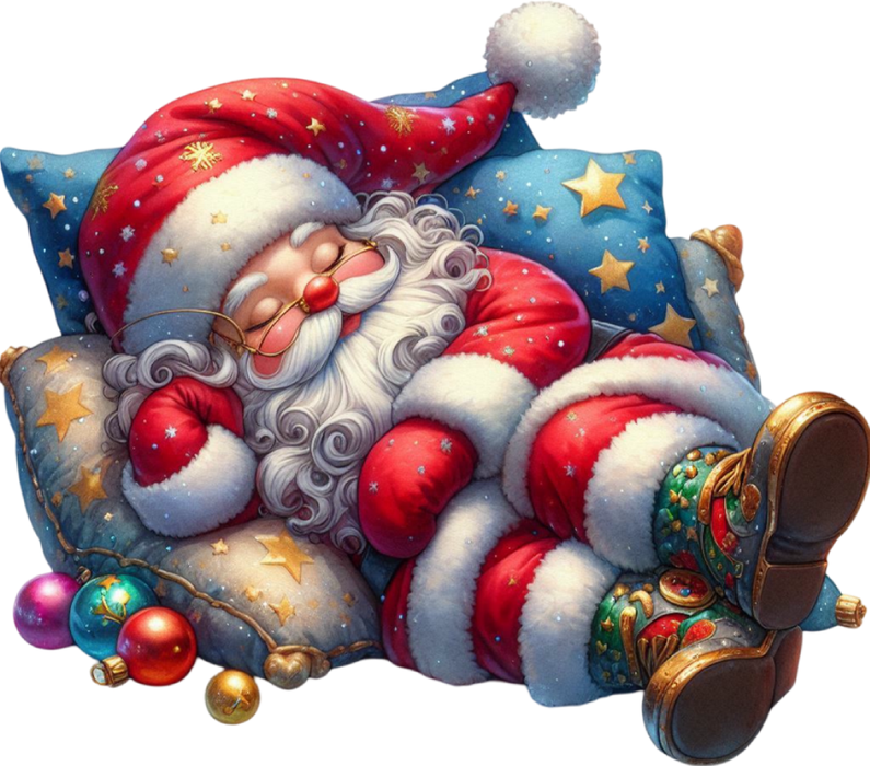 Motivtransfer 8914 Schlafender Weihnachtsmann auf Kissen
