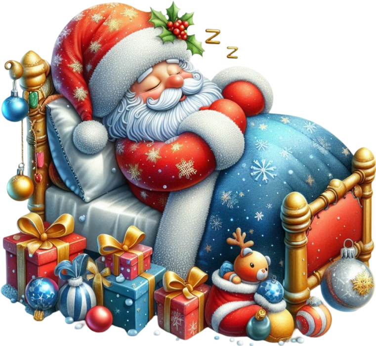 Motivtransfer 8916 Schlafender Weihnachtsmann im Bett