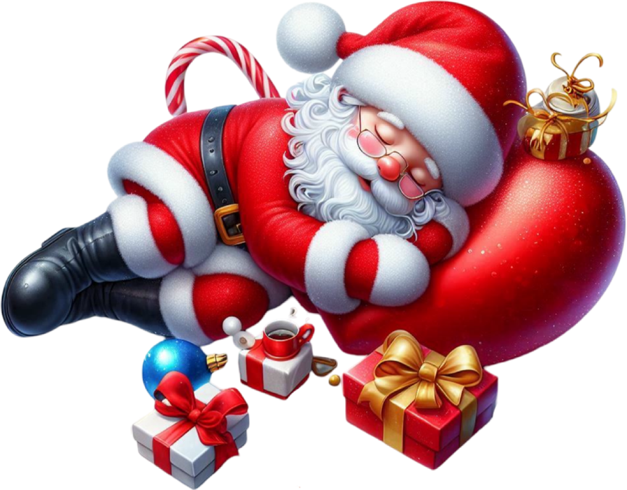 Motivtransfer 8917 Schlafender Weihnachtsmann auf der Kugel