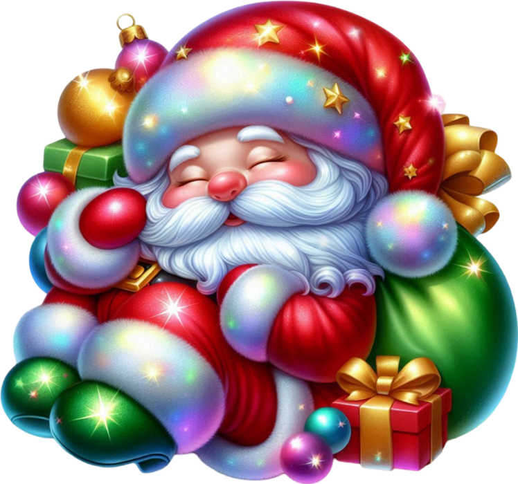Motivtransfer 8921 Schlafender Weihnachtsmann in Kugeln