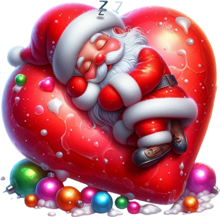 Motivtransfer 8923 Schlafender Weihnachtsmann auf Herz