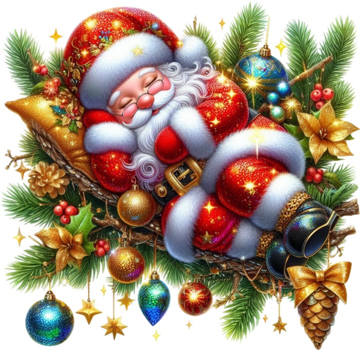 Motivtransfer 8925 Schlafender Weihnachtsmann auf Zweig