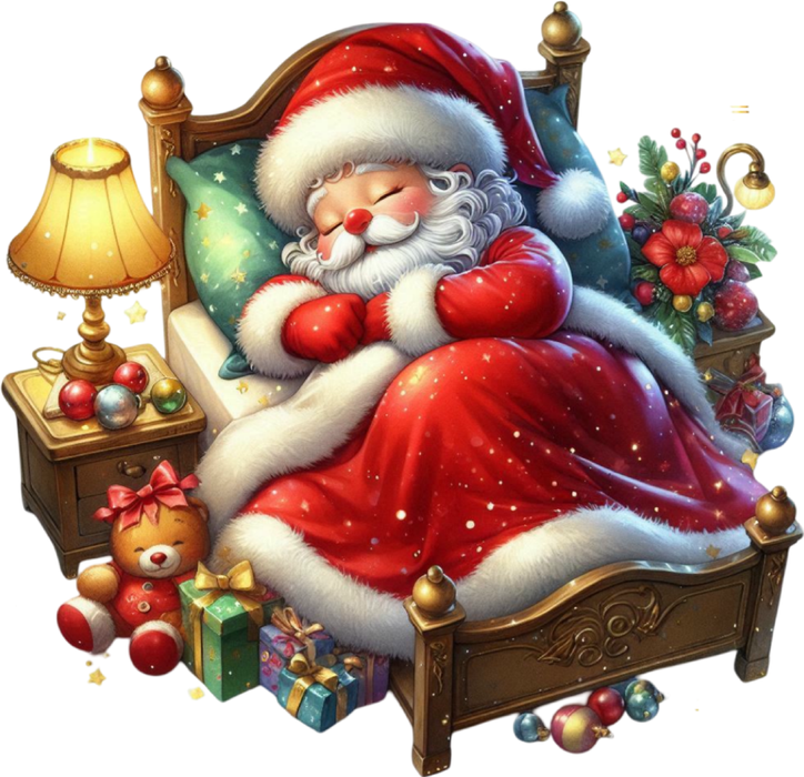 Motivtransfer 8926 Schlafender Weihnachtsmann in Bett