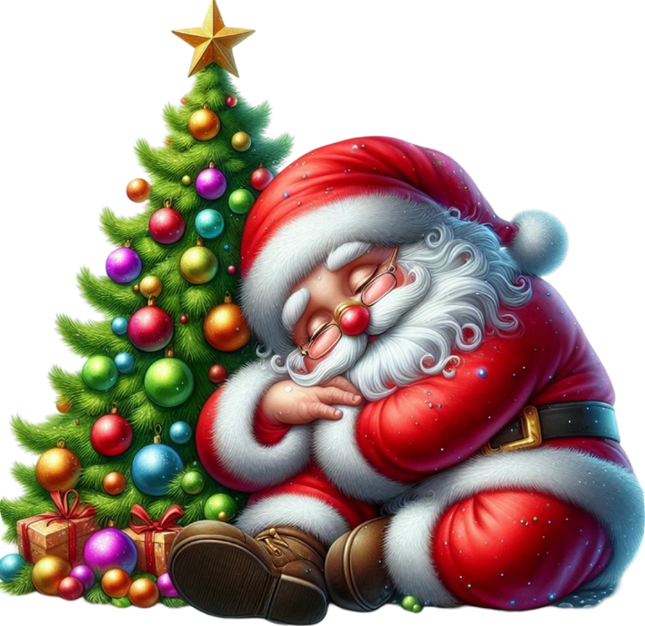 Motivtransfer 8927 Schlafender Weihnachtsmann am Baum