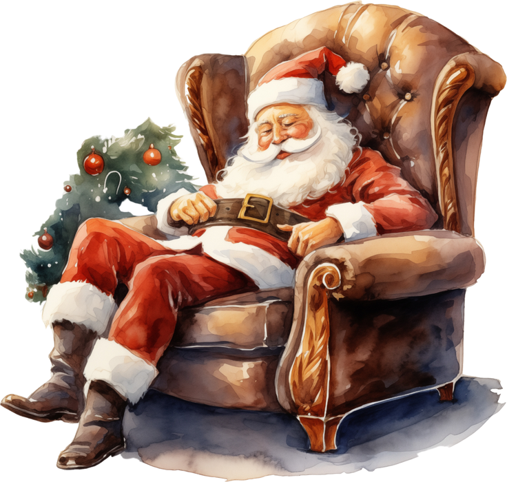 Motivtransfer 8929 Schlafender Weihnachtsmann im Stuhl Vintage
