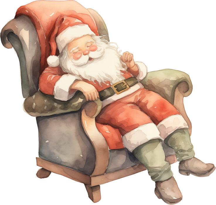 Motivtransfer 8932 Schlafender Weihnachtsmann im Sessel Vintage