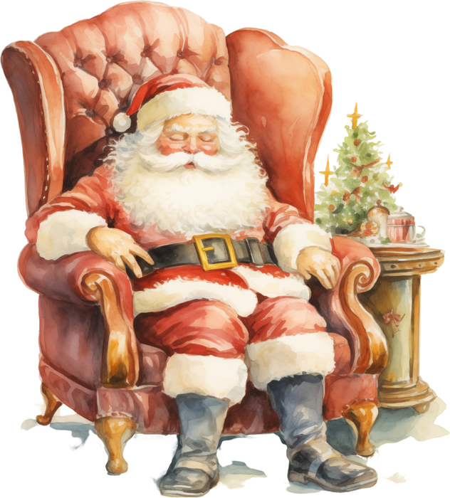 Motivtransfer 8934 Schlafender Weihnachtsmann im Sessel Vintage