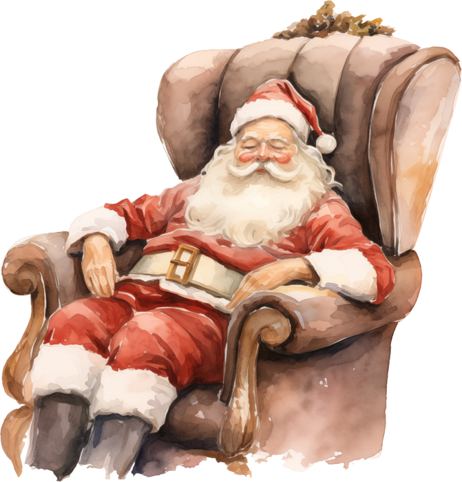 Motivtransfer 8935 Schlafender Weihnachtsmann im Sessel Vintage