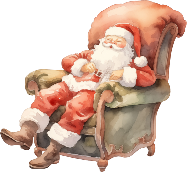 Motivtransfer 8936 Schlafender Weihnachtsmann im Sessel Vintage