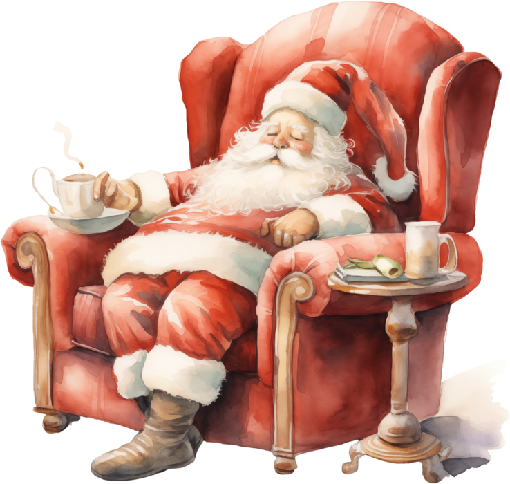Motivtransfer 8937 Schlafender Weihnachtsmann im Sessel Vintage