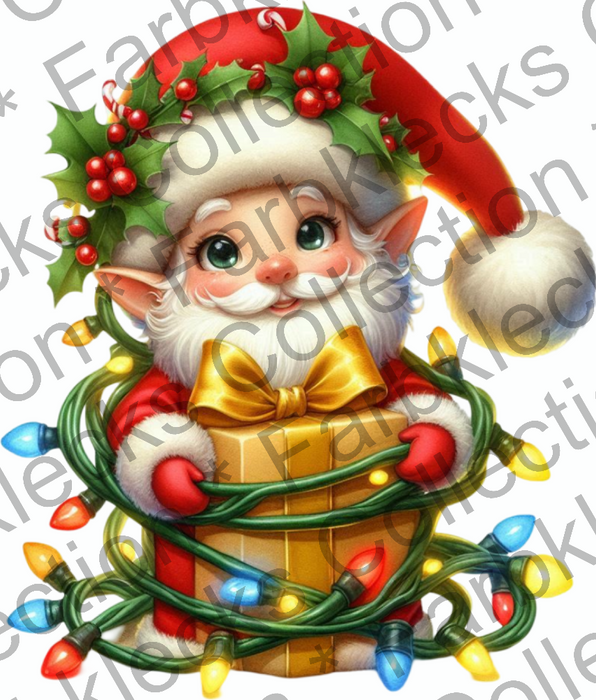 Motivtransfer 9980 Santa mit Geschenk verwickelt