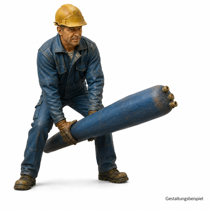 Arbeiter trögt Bauteil - (DF-729)