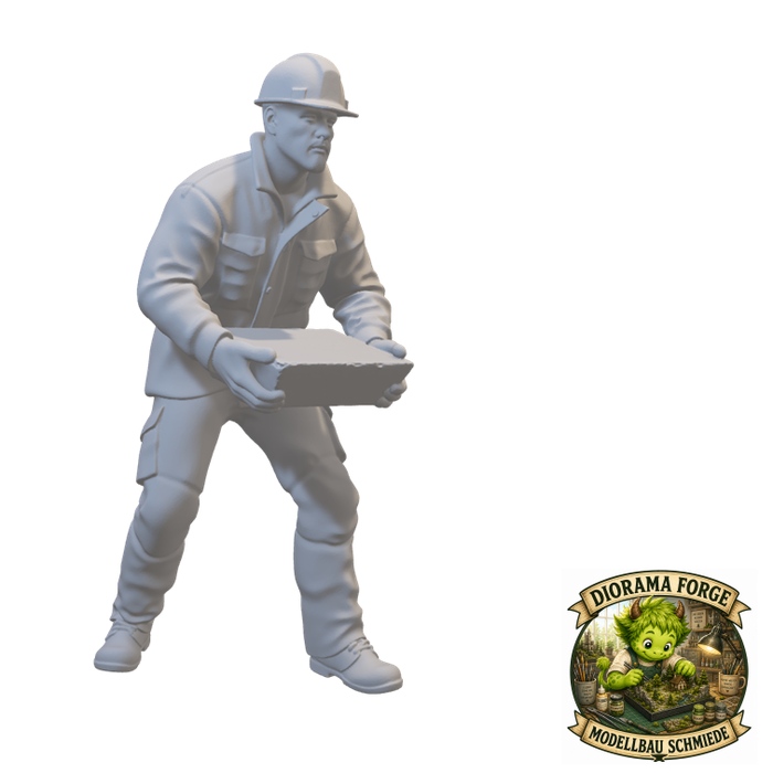 Arbeiter reicht Pflastersteine - (DF-740)