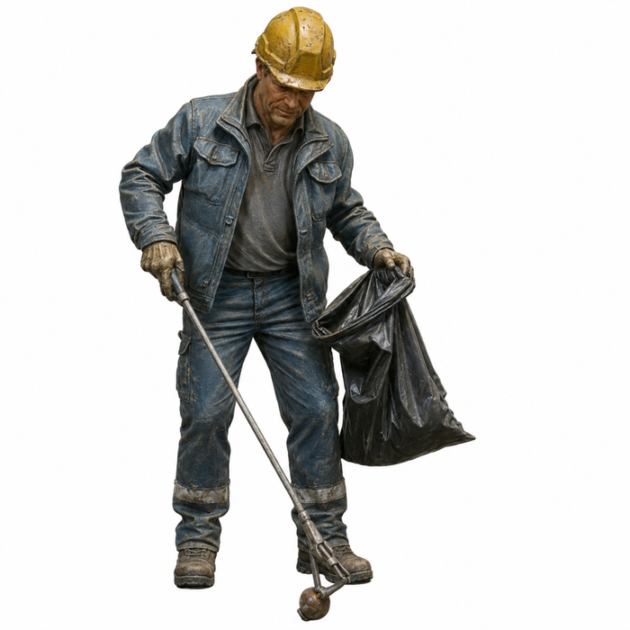 Arbeiter sammelt Müll - (DF-741)