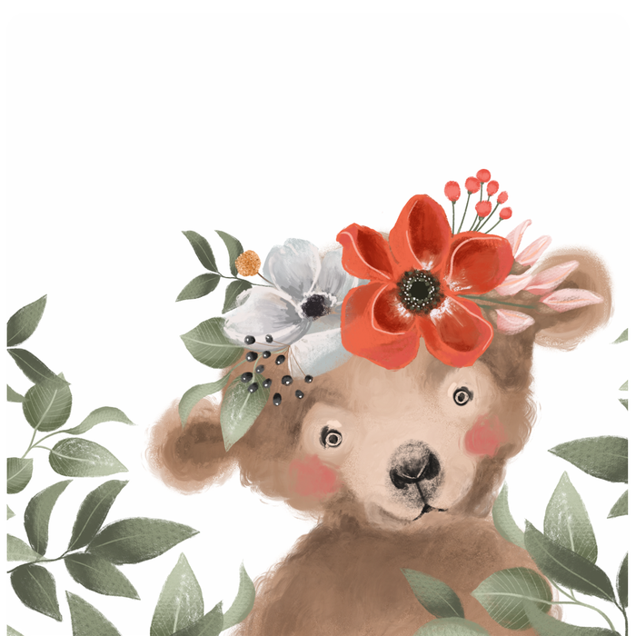 Folie für Musikbox - Bär mit Blumenkranz