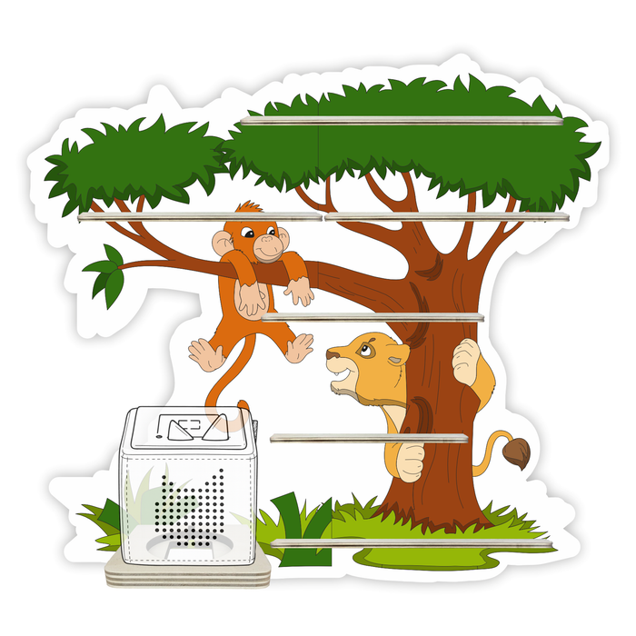 Regal für Musikbox - Baum mit Tiger und Affe