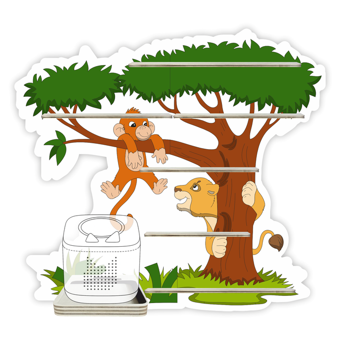 Regal für Musikbox - Baum mit Tiger und Affe