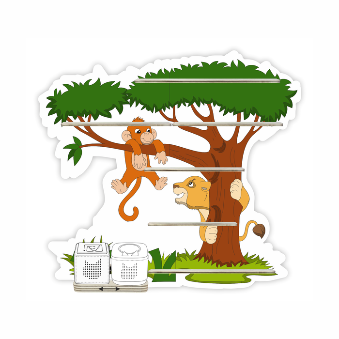 Regal für Musikbox - Baum mit Tiger und Affe