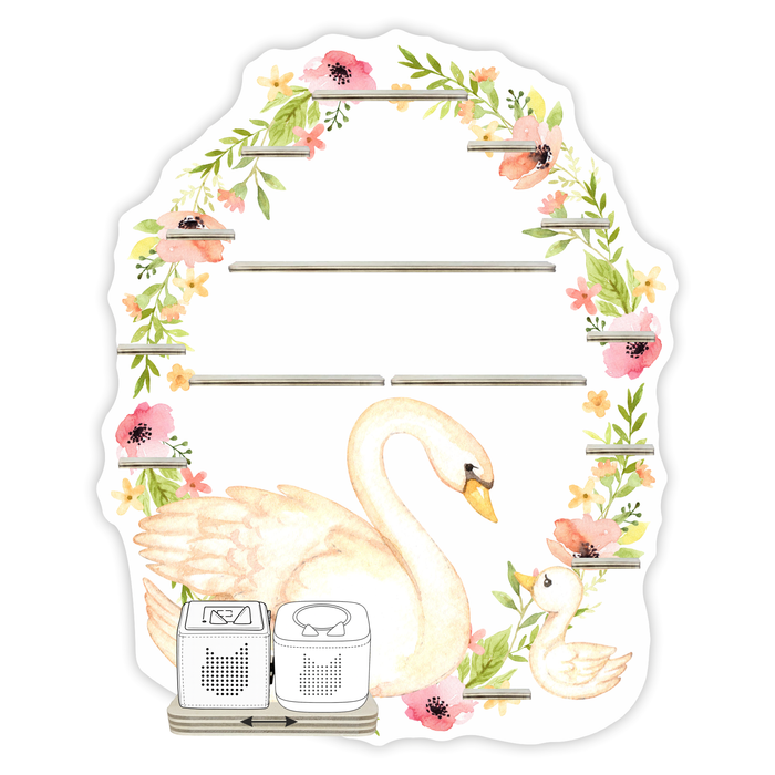 Regal für Musikbox - Blumenkranz mit Schwan