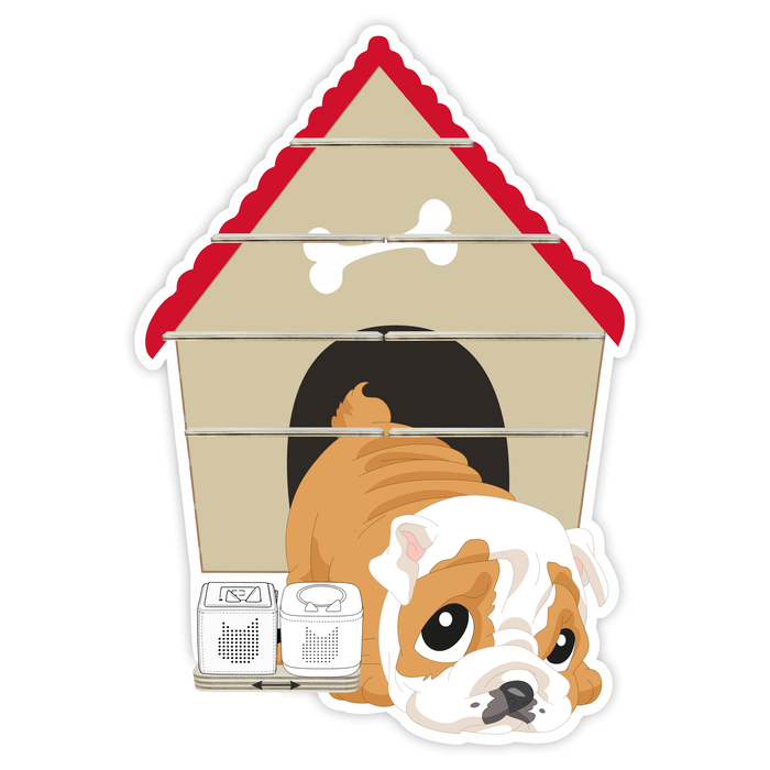 Regal für Musikbox - Bulldogge mit Hundehütte