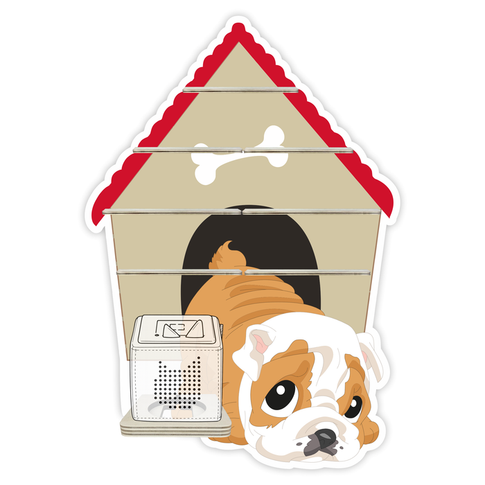 Regal für Musikbox - Bulldogge mit Hundehütte