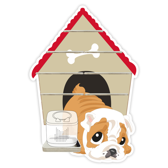 Regal für Musikbox - Bulldogge mit Hundehütte