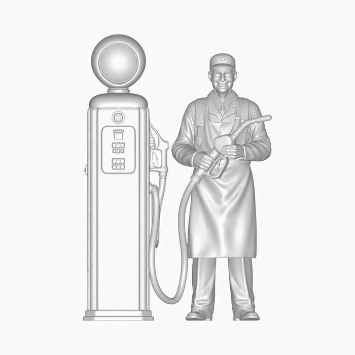 Classic Benzinsäule mit Arbeiter - (DF-997)